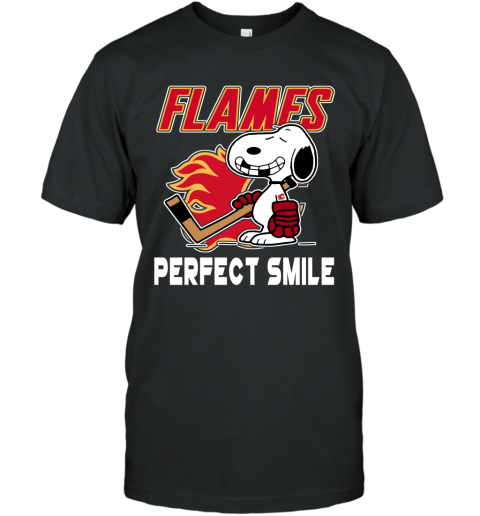 NHL Calgary Flames Snoopy Perfect Smile The Peanuts Movie Hockey T Shirt