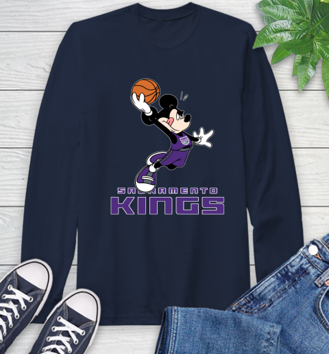 NBA Basketball Sacramento Kings Cheerful Mickey Mouse Shirt Long Sleeve T-Shirt 4