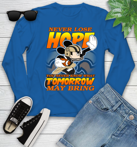 New Orleans Saints NFL Football Mickey Disney Never Lose Hope Youth Long Sleeve 10