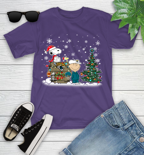NFL Jacksonville Jaguars Snoopy Charlie Brown Christmas Football Super Bowl Sports Youth T-Shirt 3