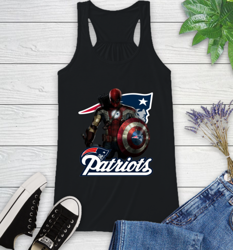 NFL Captain America Thor Spider Man Hawkeye Avengers Endgame Football New England Patriots Racerback Tank 2