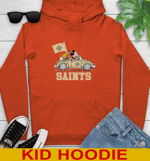 NFL Football New Orleans Saints Pluto Mickey Driving Disney Shirt Youth Hoodie 5