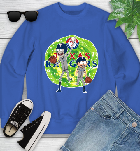MLB Texas Rangers Rick And Morty Baseball Sports Youth Sweatshirt 8