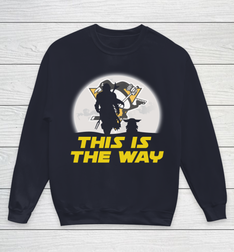Pittsburgh Penguins NHL Ice Hockey Star Wars Yoda And Mandalorian This Is The Way Youth Sweatshirt 2