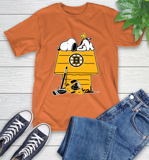 Boston Bruins NHL Hockey Snoopy Woodstock The Peanuts Movie Long Sleeve  T-Shirt