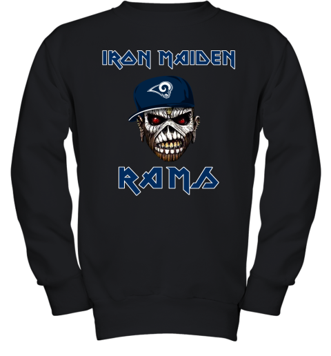NFL Los Angeles Rams Iron Maiden Rock Band Music Football Sports UEPnpBsBWlE youth sweatshirt 47 95 151514 front black