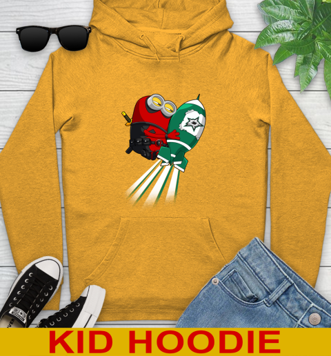 NHL Hockey Dallas Stars Deadpool Minion Marvel Shirt Youth Hoodie - Image 3
