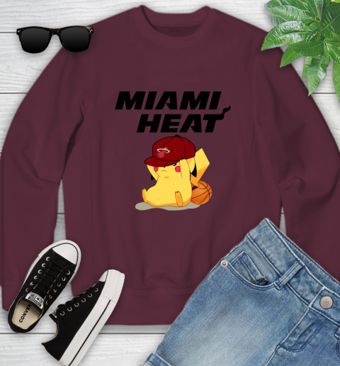 NBA Pikachu Basketball Sports Miami Heat Youth Sweatshirt 5