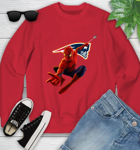 NFL Spider Man Avengers Endgame Football New England Patriots Youth Sweatshirt 9
