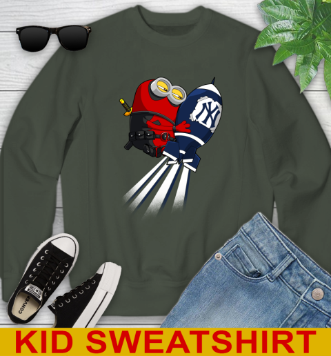 MLB Baseball New York Yankees Deadpool Minion Marvel Shirt Youth Sweatshirt 8