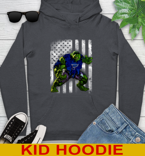 St.Louis Blues Hulk Marvel Avengers NHL Hockey American Flag Youth Hoodie 9