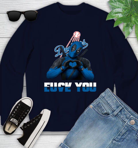 MLB Los Angeles Dodgers Deadpool Love You Fuck You Baseball Sports Youth Sweatshirt 2