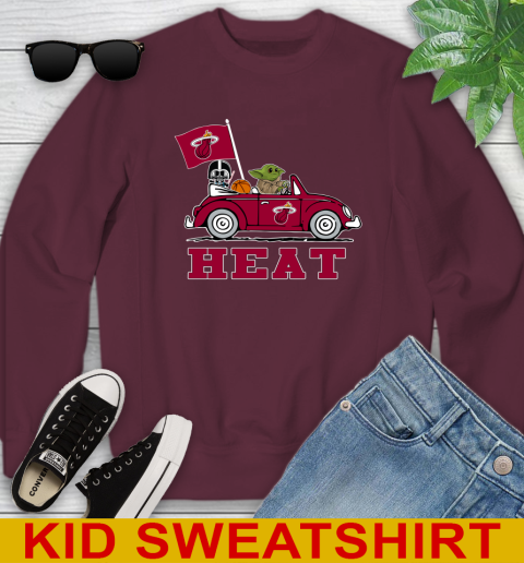 NBA Basketball Miami Heat Darth Vader Baby Yoda Driving Star Wars Shirt Youth Sweatshirt 5