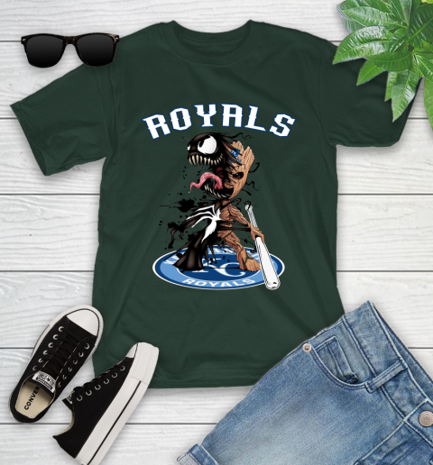 MLB Kansas City Royals Baseball Venom Groot Guardians Of The Galaxy Youth T-Shirt 5
