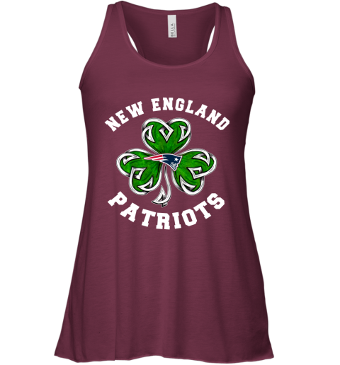 NFL New England Patriots Three Leaf Clover St Patrick's Day Football Sports ZQZHkTIF6wq flowy tank 32 95 151514 front maroon