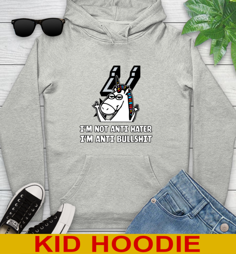 San Antonio Spurs NBA Basketball Unicorn I'm Not Anti Hater I'm Anti Bullshit Youth Hoodie