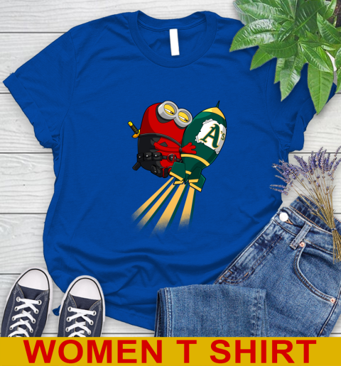 MLB Baseball Oakland Athletics Deadpool Minion Marvel Shirt Women's T-Shirt 10