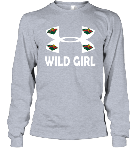 NHL Minnesota Wild Girl Under Armour Hockey Sports ttYFFz4JEDE long sleeve tee 14 95 151514 front sport grey