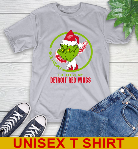 Detroit Red Wings NHL Christmas Grinch I Hate People But I Love My Favorite Hockey Team T-Shirt 6