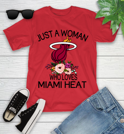 NBA Just A Woman Who Loves Miami Heat Basketball Sports Youth T-Shirt 8