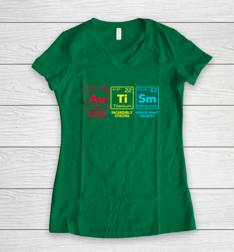 Autism Awareness Elements Periodic Table Women's V-Neck T-Shirt 3