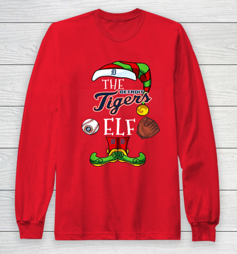 Detroit Tigers Christmas ELF Funny MLB Long Sleeve T-Shirt 7