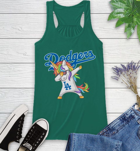 Los Angeles Dodgers MLB Baseball Funny Unicorn Dabbing Sports Racerback Tank 7