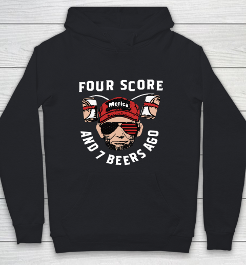 Beer Lover Funny Shirt FOUR SCORE AND 7 BEERS AGO MERICA Youth Hoodie
