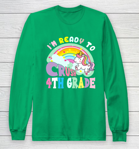 Back to school shirt ready to crush 4th grade unicorn Long Sleeve T-Shirt 4