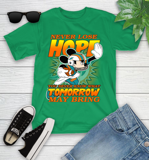 Miami Dolphins NFL Football Mickey Disney Never Lose Hope Youth T-Shirt 8