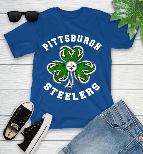 NFL Pittsburgh Steelers Three Leaf Clover St Patrick's Day Football Sports Youth T-Shirt 12