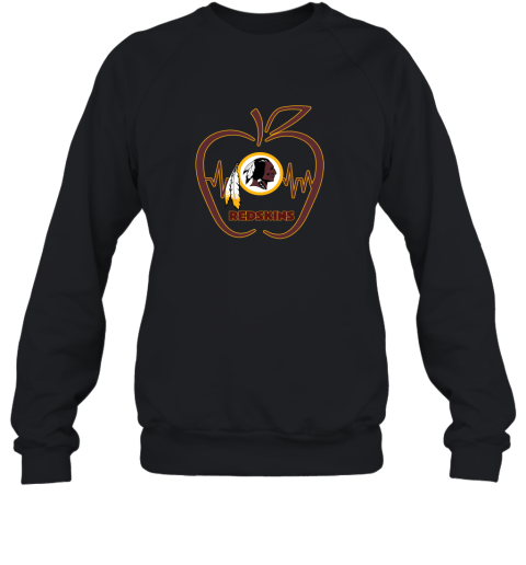 Apple Heartbeat Teacher Symbol Wasington Redskins Sweatshirt