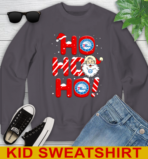 Philadelphia 76ers NBA Basketball Ho Ho Ho Santa Claus Merry Christmas Shirt Youth Sweatshirt 5