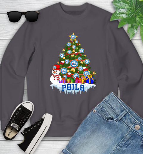 Philadelphia 76ers Merry Christmas NBA Basketball Sports Youth Sweatshirt 6