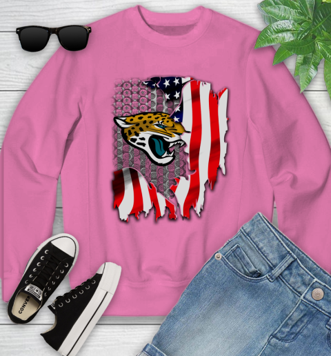 Jacksonville Jaguars NFL Football American Flag Youth Sweatshirt 6