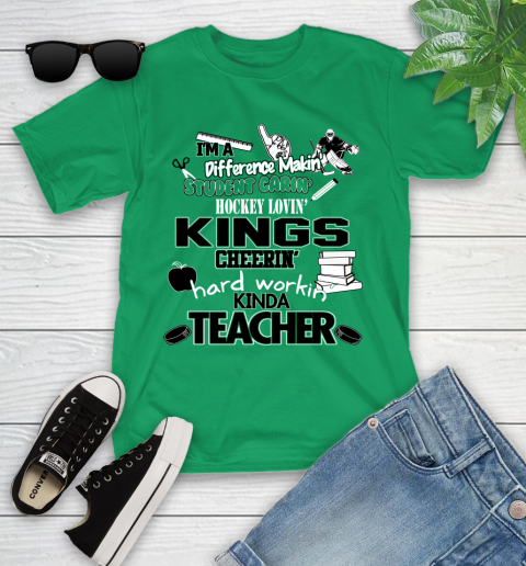 Los Angeles Kings NHL I'm A Difference Making Student Caring Hockey Loving Kinda Teacher Youth T-Shirt 8