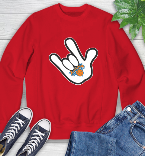New York Knicks NBA Basketball Mickey Rock Hand Disney Sweatshirt 10
