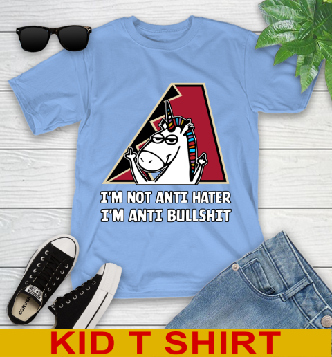 Arizona Diamondbacks MLB Baseball Unicorn I'm Not Anti Hater I'm Anti Bullshit Youth T-Shirt 11