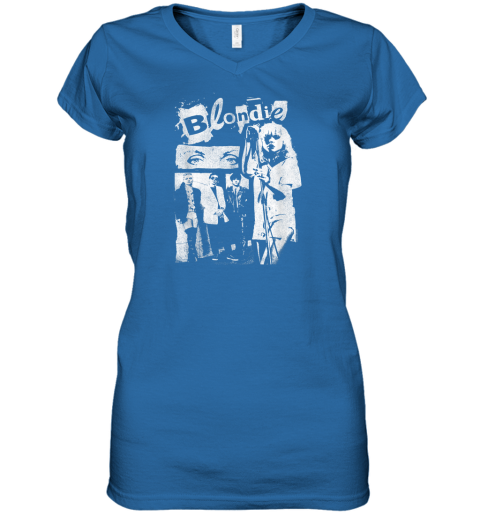 Punk Zine Collage Vintage Band Blondie Women's V-Neck T Punk Zine Collage Vintage Band Blondie Women's V-Neck T