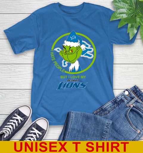 Detroit Lions NFL Christmas Grinch I Hate People But I Love My Favorite Football Team T-Shirt 9