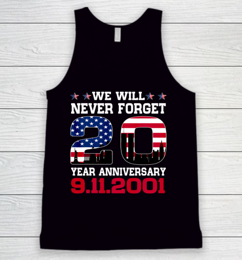 Never Forget 911 20th Anniversary Patriot Day USA Flag Tank Top