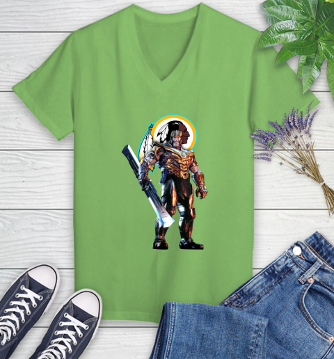 NFL Thanos Gauntlet Avengers Endgame Football Washington Redskins Women's V-Neck T-Shirt 11