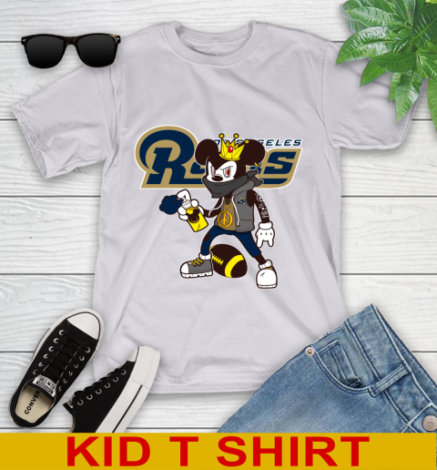 Los Angeles Rams NFL Football Mickey Peace Sign Sports Youth T-Shirt 5