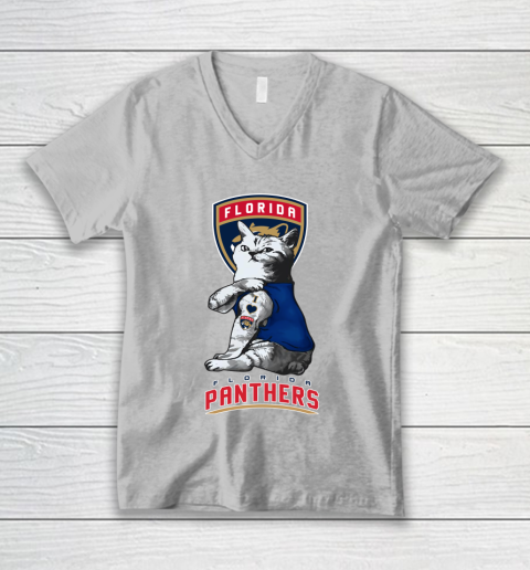 NHL My Cat Loves Florida Panthers Hockey V-Neck T-Shirt 3