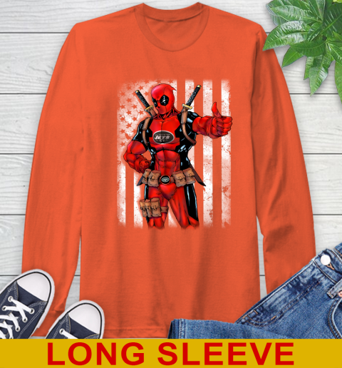 NFL Football New York Jets Deadpool American Flag Shirt Long Sleeve T-Shirt - Image 5
