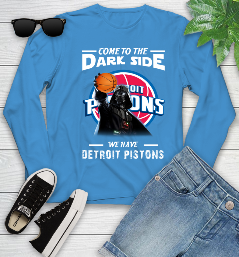 NBA Come To The Dark Side We Have Detroit Pistons Star Wars Darth Vader Basketball Youth Long Sleeve 8