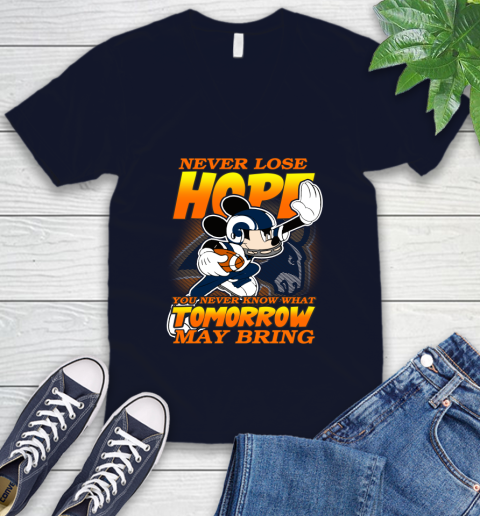 Los Angeles Rams NFL Football Mickey Disney Never Lose Hope V-Neck T-Shirt 2