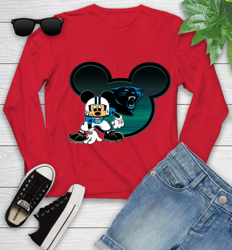 NFL Carolina Panthers Mickey Mouse Disney Football T Shirt Youth Long Sleeve 11