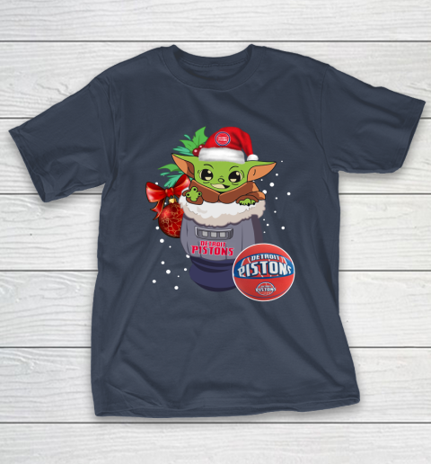 Detroit Pistons Christmas Baby Yoda Star Wars Funny Happy NBA T-Shirt 5