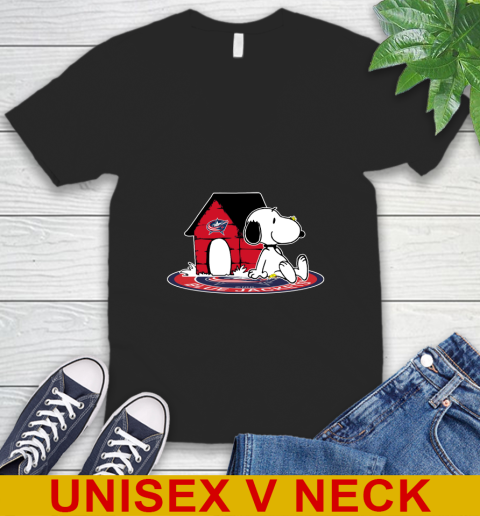 NHL Hockey Columbus Blue Jackets Snoopy The Peanuts Movie Shirt V-Neck T-Shirt 2